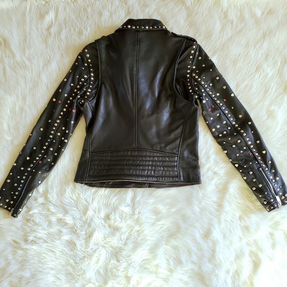 Scotch & Soda Maison Scotch Troublemaker Black Studded Leather Jacket XS - Picture 5 of 16